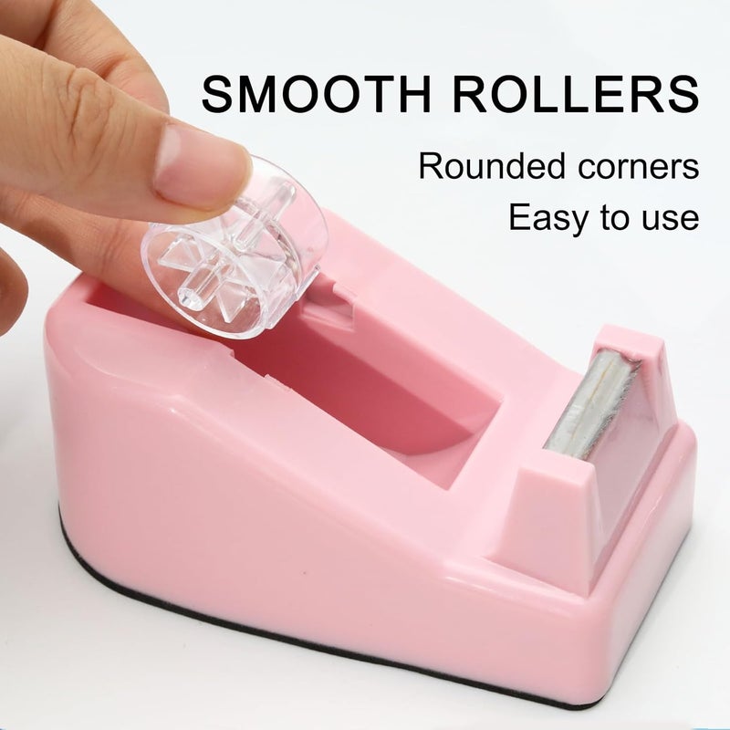 ROSEUP Desktop Tape Dispenser Heavy Duty Desk Accessories Floral Office Tape Dispensers, Weighted Non-Skid Base, Macaron Green - Image 4